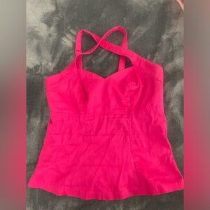Deadly Dames pink criss cross top